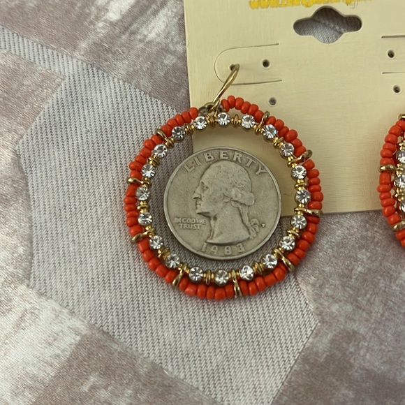 Hoop Earrings with Beads and CZs - NWT - Picture 2 of 5